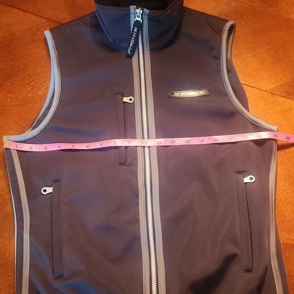 Phenix Mock Neck Midweight Sleeveless Zipper Pockets Ski Vest, Medium, Black - Picture 3 of 9